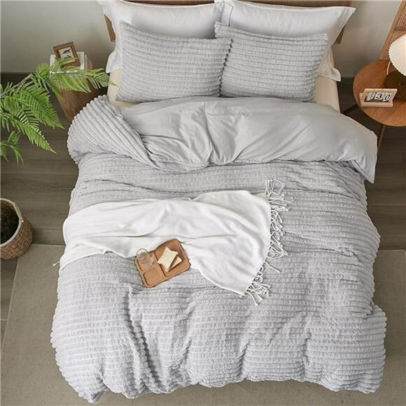 Tufted Duvet Cover Soft and Washed Microfiber Grey - Picture 6 of 6